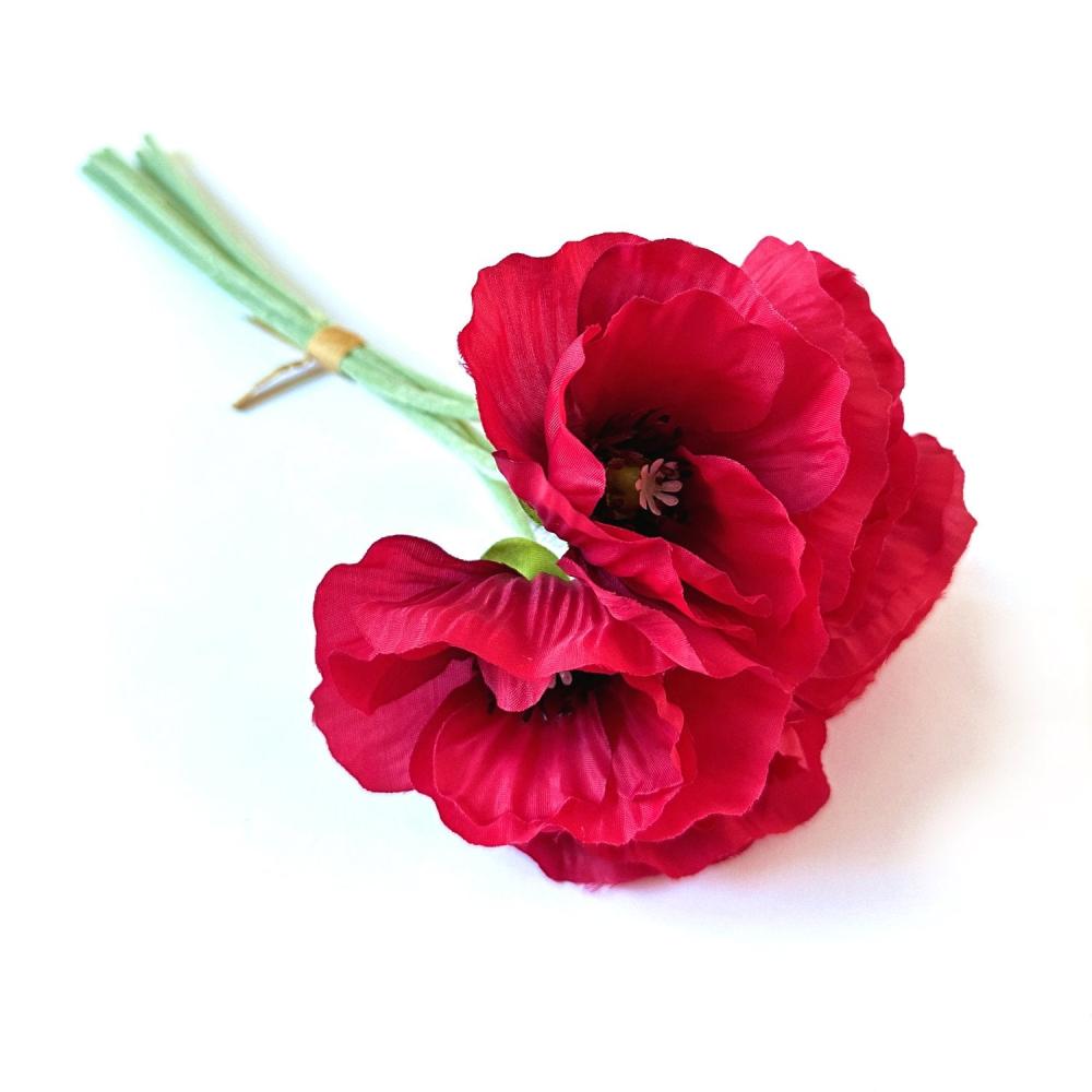 Summer Flowers | Artificial Red Poppy Flower Bundle 28cm Autumn Autumn