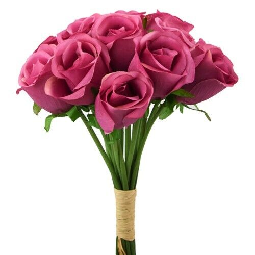 Wedding Flowers and Decorations | Artificial Rosebud Flower Bundle with 18 Stems – Dark Pink Flowering Plants & Trees Wedding Flowers & Decorations